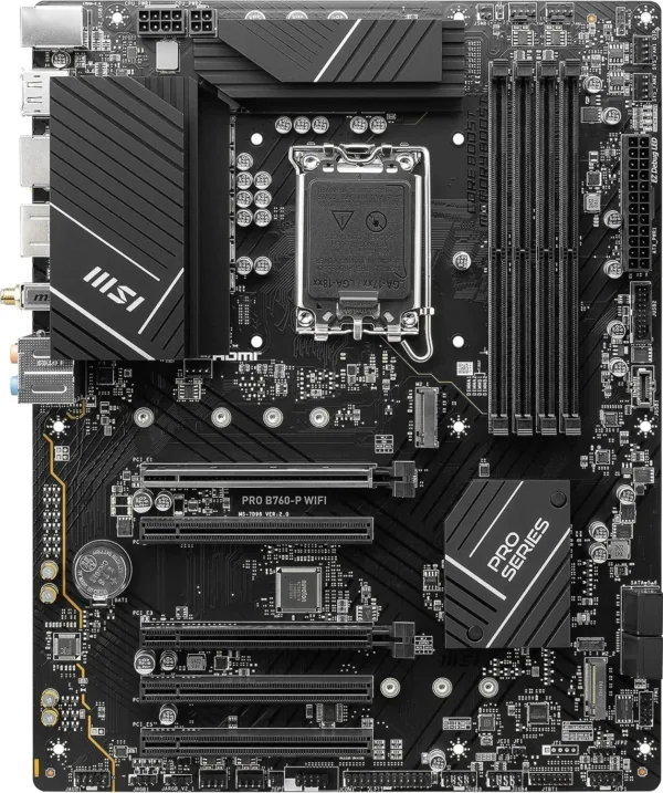 MSI MOTHERBOARD 760 (PRO B760 P WIFI) (FOR INTEL 12TH|13TH GEN) DDR5 LGA1700 ATX PCIE 4.0 - Image 2